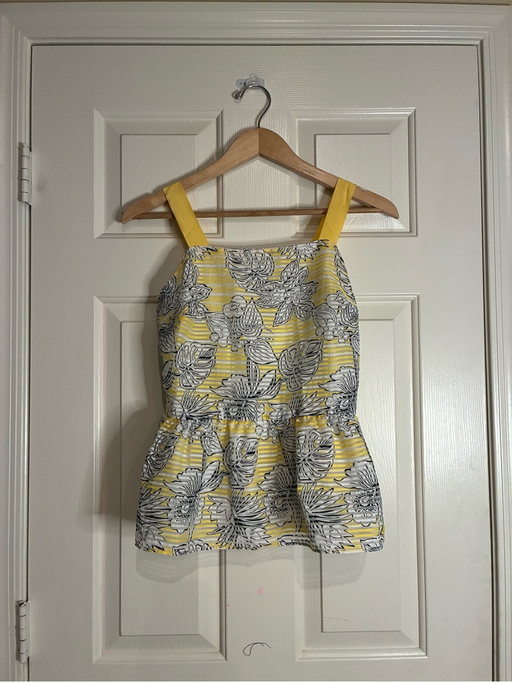 crown & ivy Yellow Floral Peplum Tank Top